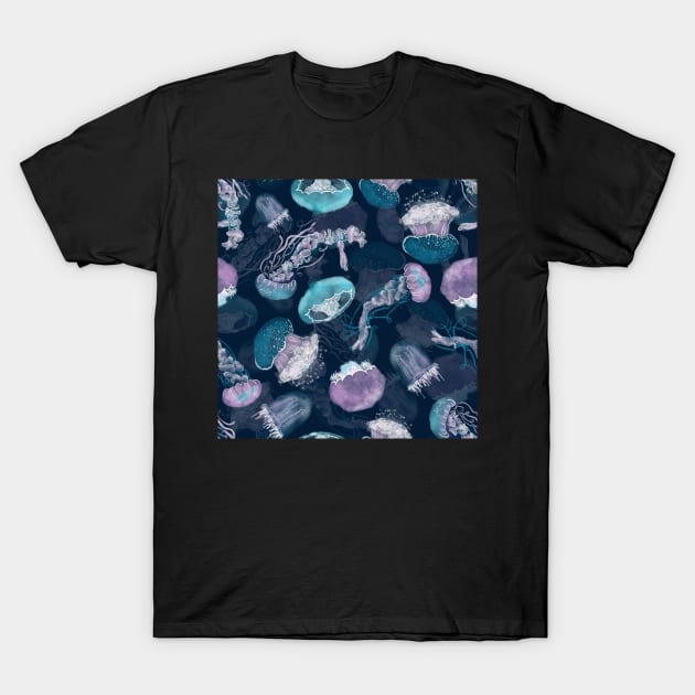 Floating Jellies Ocean Blue T-Shirt by MSBoydston